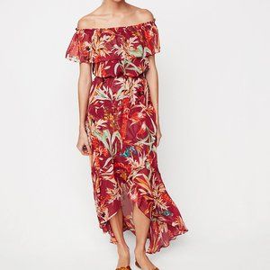 NEW Express Floral Off The Shoulder Maxi Dress RED